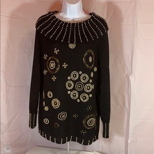 VINTAGE✨ Beaded cowl Neck Tunic Sweater Beautiful